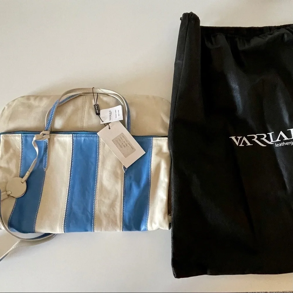 Varriale Leather Handbag Crossbody Bag Blue Ivory